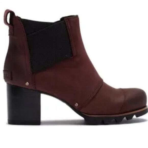 SOREL Addington Waterproof Leather Elastic Gores Chelsea Bootie 8.5 Cattail - Picture 1 of 10